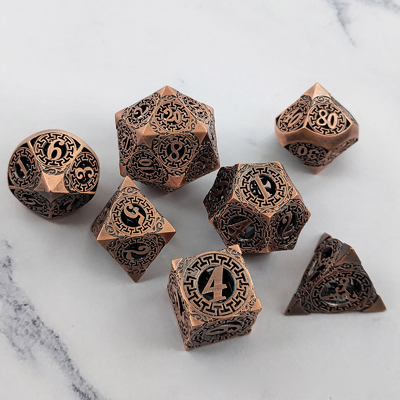Back To Metal Dice Set Kusalukono มัลติเฟซเชียล COC DND RPG ด้าม