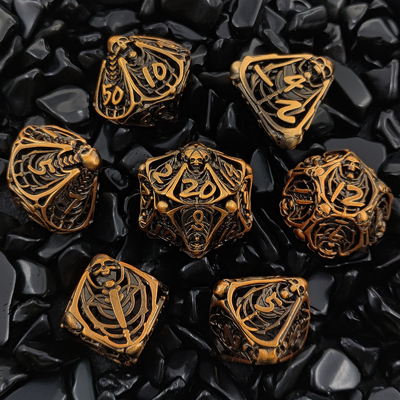 Skull Metal Hollow Dice Set DND Dungeons And Dragons RPG โฮลล์ดิจิตอล