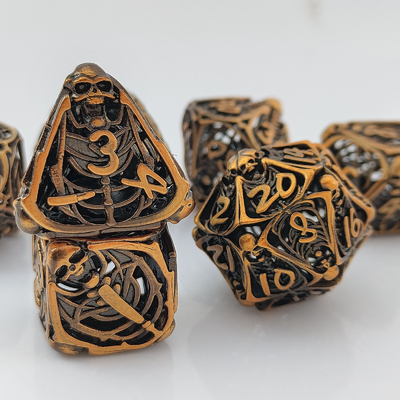 Skull Metal Hollow Dice Set DND Dungeons And Dragons RPG โฮลล์ดิจิตอล
