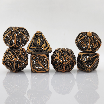 Skull Metal Hollow Dice Set DND Dungeons And Dragons RPG โฮลล์ดิจิตอล