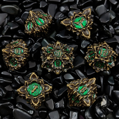 Lotus Metal Dice Set DND Dungeons And Dragons TRPG โพลีเอดรัล COC D6 เกมพนัน