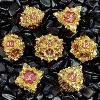 Lotus Metal Dice Set DND Dungeons And Dragons TRPG โพลีเอดรัล COC D6 เกมพนัน