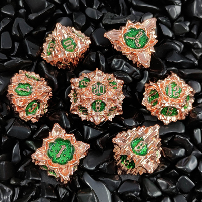 Lotus Metal Dice Set DND Dungeons And Dragons TRPG โพลีเอดรัล COC D6 เกมพนัน