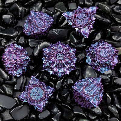 Lotus Metal Dice Set DND Dungeons And Dragons TRPG โพลีเอดรัล COC D6 เกมพนัน