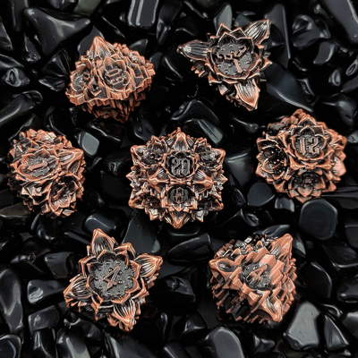 Lotus Metal Dice Set DND Dungeons And Dragons TRPG โพลีเอดรัล COC D6 เกมพนัน