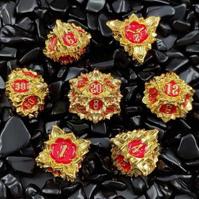 Lotus Metal Dice Set DND Dungeons And Dragons TRPG โพลีเอดรัล COC D6 เกมพนัน