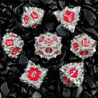 Lotus Metal Dice Set DND Dungeons And Dragons TRPG โพลีเอดรัล COC D6 เกมพนัน