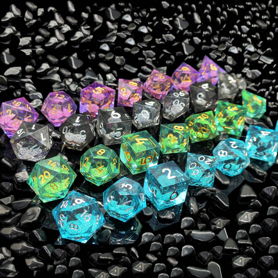 แร่ไหลหลายสี รีซิน Dice Set DND Cruzu'S Call RPG#COC