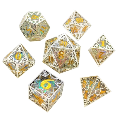 เงินโลหะกรอบ เรซิน Dice Set DND#RPG#COC Dungeon และมังกร