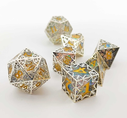 เงินโลหะกรอบ เรซิน Dice Set DND#RPG#COC Dungeon และมังกร