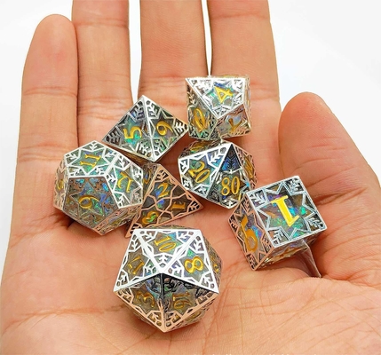 เงินโลหะกรอบ เรซิน Dice Set DND#RPG#COC Dungeon และมังกร