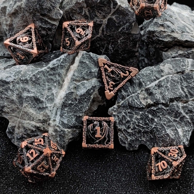 เซ็ตลูกเต๋าโลหะหลายหน้า D20 ดัดคม ดรากอนบิน