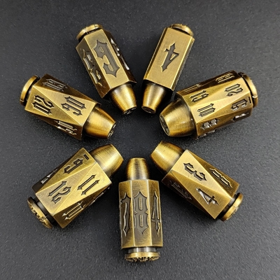 Bullet Head Multiface Metal Dice Set เกมพนันบนโต๊ะ DND#RPG#COC