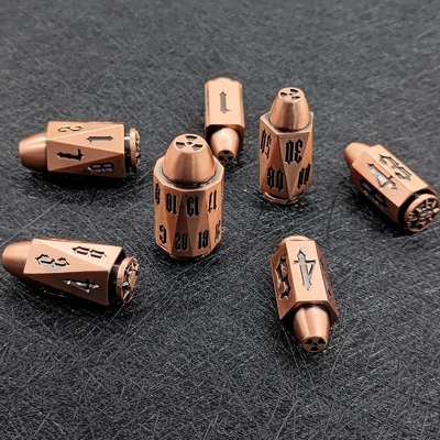 Bullet Head Multiface Metal Dice Set เกมพนันบนโต๊ะ DND#RPG#COC