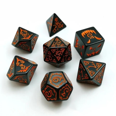 โพลีโมเดียล เรซิน ดิซ 7PCS RPG ดิซ ชุด D4 D6 D8 D10 D12 D20 D20