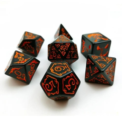 โพลีโมเดียล เรซิน ดิซ 7PCS RPG ดิซ ชุด D4 D6 D8 D10 D12 D20 D20
