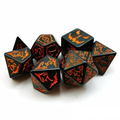 โพลีโมเดียล เรซิน ดิซ 7PCS RPG ดิซ ชุด D4 D6 D8 D10 D12 D20 D20