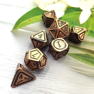เซตลูกเต๋าโลหะทองแดงโบราณ คนที่ 5 สีเกมส์ ลูกเต๋าผสมดิน