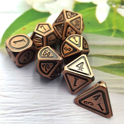 เซตลูกเต๋าโลหะทองแดงโบราณ คนที่ 5 สีเกมส์ ลูกเต๋าผสมดิน