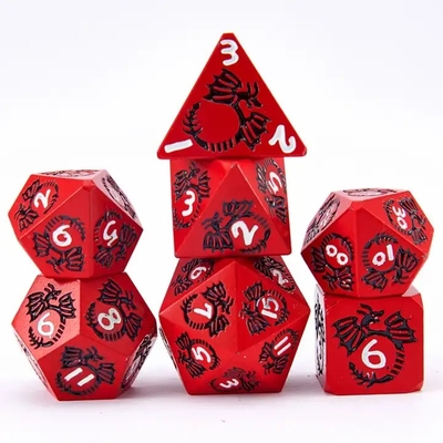 สูตรลูกเต๋าโลหะแข็งหลายด้าน DND RPG สีสันหลากหลาย Flying Dragon Crucho เกมกระดาน