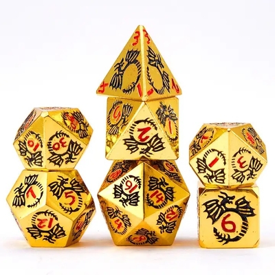 สูตรลูกเต๋าโลหะแข็งหลายด้าน DND RPG สีสันหลากหลาย Flying Dragon Crucho เกมกระดาน