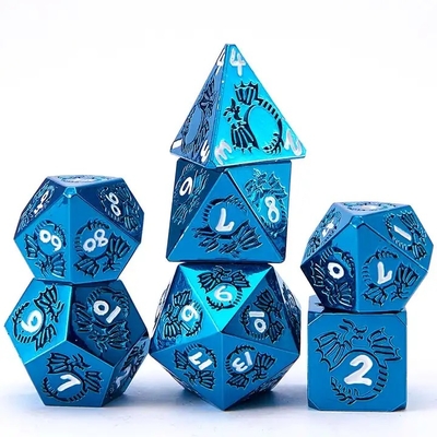 สูตรลูกเต๋าโลหะแข็งหลายด้าน DND RPG สีสันหลากหลาย Flying Dragon Crucho เกมกระดาน
