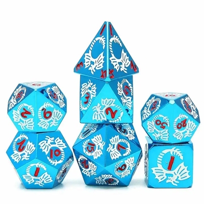 สูตรลูกเต๋าโลหะแข็งหลายด้าน DND RPG สีสันหลากหลาย Flying Dragon Crucho เกมกระดาน