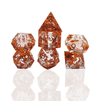 Yellow Flurry Line RPG Resin Dice Set Krusu DND สําหรับของขวัญและการสะสม