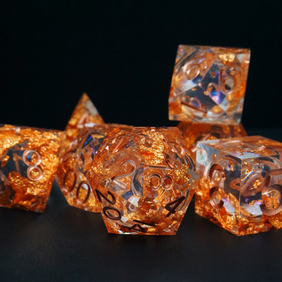 Yellow Flurry Line RPG Resin Dice Set Krusu DND สําหรับของขวัญและการสะสม