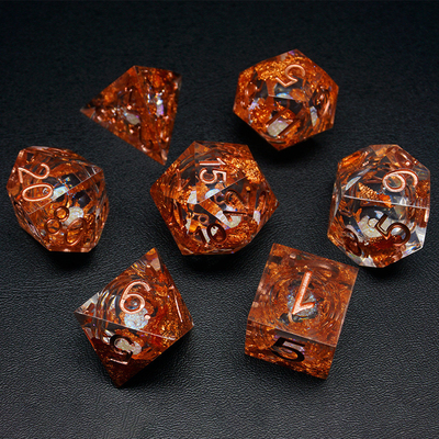 Yellow Flurry Line RPG Resin Dice Set Krusu DND สําหรับของขวัญและการสะสม