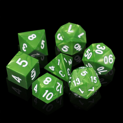 สีเขียว มาร์บอร์ธรรมชาติ รีสิน RPG ลูกเต๋าหลาย - นู๊ดเล่ Dnd ลูกเต๋าชุด