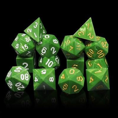 สีเขียว มาร์บอร์ธรรมชาติ รีสิน RPG ลูกเต๋าหลาย - นู๊ดเล่ Dnd ลูกเต๋าชุด