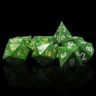 สีเขียว มาร์บอร์ธรรมชาติ รีสิน RPG ลูกเต๋าหลาย - นู๊ดเล่ Dnd ลูกเต๋าชุด