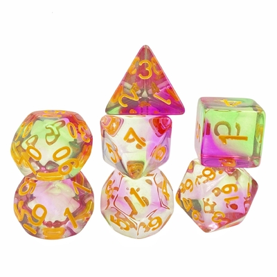 สีคริสตัล รีสินเกมโต๊ะลูกเต๋าชุด dnd ลูกเต๋า