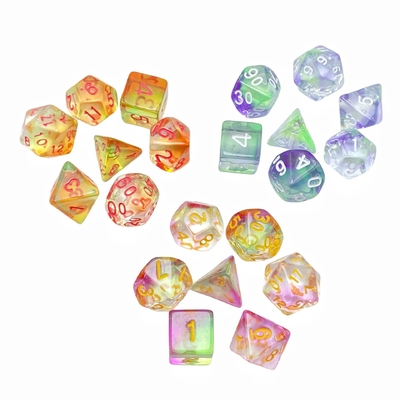 สีคริสตัล รีสินเกมโต๊ะลูกเต๋าชุด dnd ลูกเต๋า