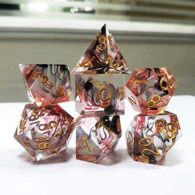 สีแดงและสีดํา โฟลยผสมกลิ่นคริสตัลควัน ธ อร์สิน บอร์ดไดส์ ชุด dnd dice