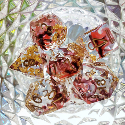 สีแดงและสีดํา โฟลยผสมกลิ่นคริสตัลควัน ธ อร์สิน บอร์ดไดส์ ชุด dnd dice