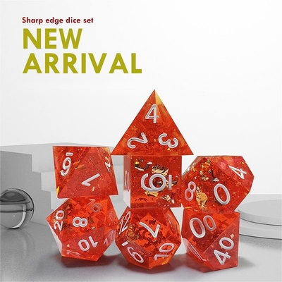 พิกเซล มะเขือเทศ สีแดง คริสตัล รีสิน บอร์ดไดส์ ชุด dnd dice