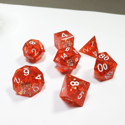พิกเซล มะเขือเทศ สีแดง คริสตัล รีสิน บอร์ดไดส์ ชุด dnd dice