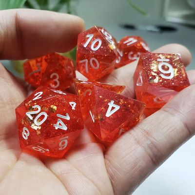 พิกเซล มะเขือเทศ สีแดง คริสตัล รีสิน บอร์ดไดส์ ชุด dnd dice
