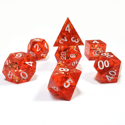 พิกเซล มะเขือเทศ สีแดง คริสตัล รีสิน บอร์ดไดส์ ชุด dnd dice