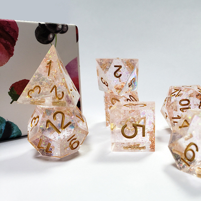 Phantom transparent color crystal Resin Boarding Dice ชุดลูกเต๋า dnd