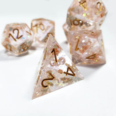 Phantom transparent color crystal Resin Boarding Dice ชุดลูกเต๋า dnd