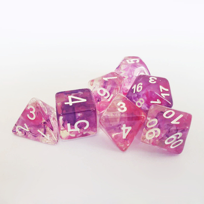 สีชมพูม่วงสีม่วงฟ้ามีดวง เรซิน บอร์ดไดส์ ชุด dnd dice