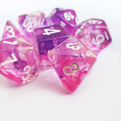 สีชมพูม่วงสีม่วงฟ้ามีดวง เรซิน บอร์ดไดส์ ชุด dnd dice