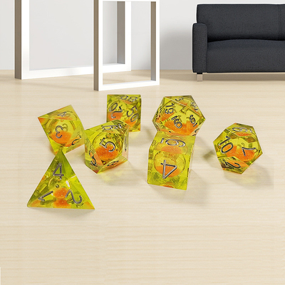 ทรายกระแสสีเหลือง ธ อร์ซิน โพลีเอเดรัล ดิซ Handcraft 7PCS