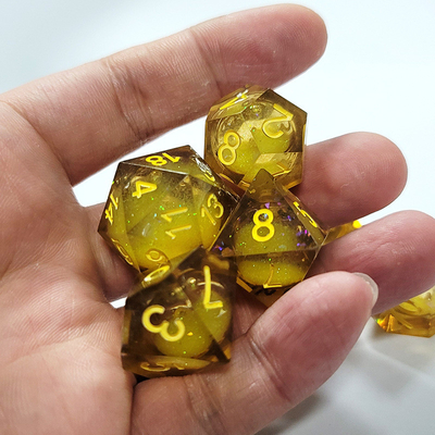 ทรายกระแสสีเหลือง ธ อร์ซิน โพลีเอเดรัล ดิซ Handcraft 7PCS