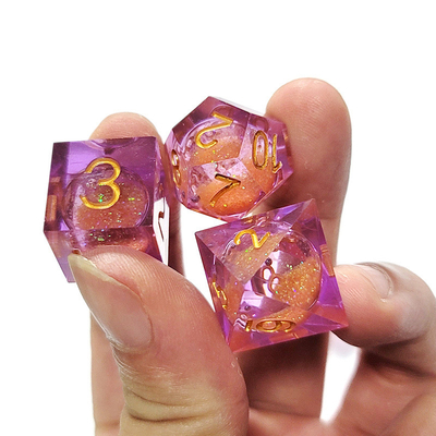 ทรายไหลสีส้ม สีม่วง สีคริสตัล เรซิน ด้าม Polyhedral Multi Noodle Tablet เกมด้าม