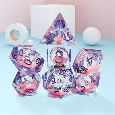 สีชมพู ทรายไหลของเหลว สารสกัด Polyhedral Dice Multi - Noodle Tablet เกมส์ Dice Set