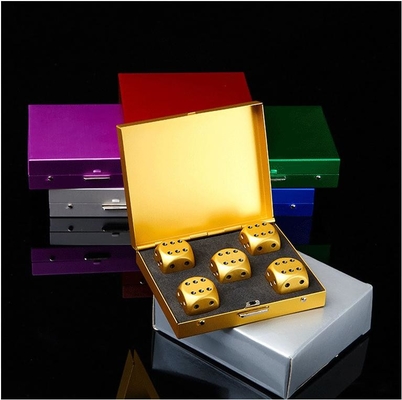 พกพากลม 16 มม สีโลหะ Dice Set สร้างสรรค์ Leisure อลูมิเนียมสับสับ Dice